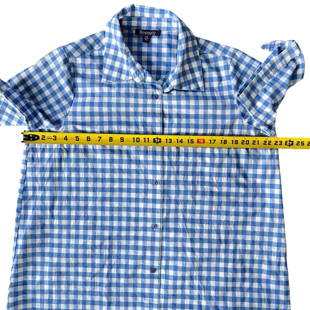 Roamans Gingham Button Down Shirt Womans 14W Plus Western Retro Rodeo Preppy - Picture 9 of 10
